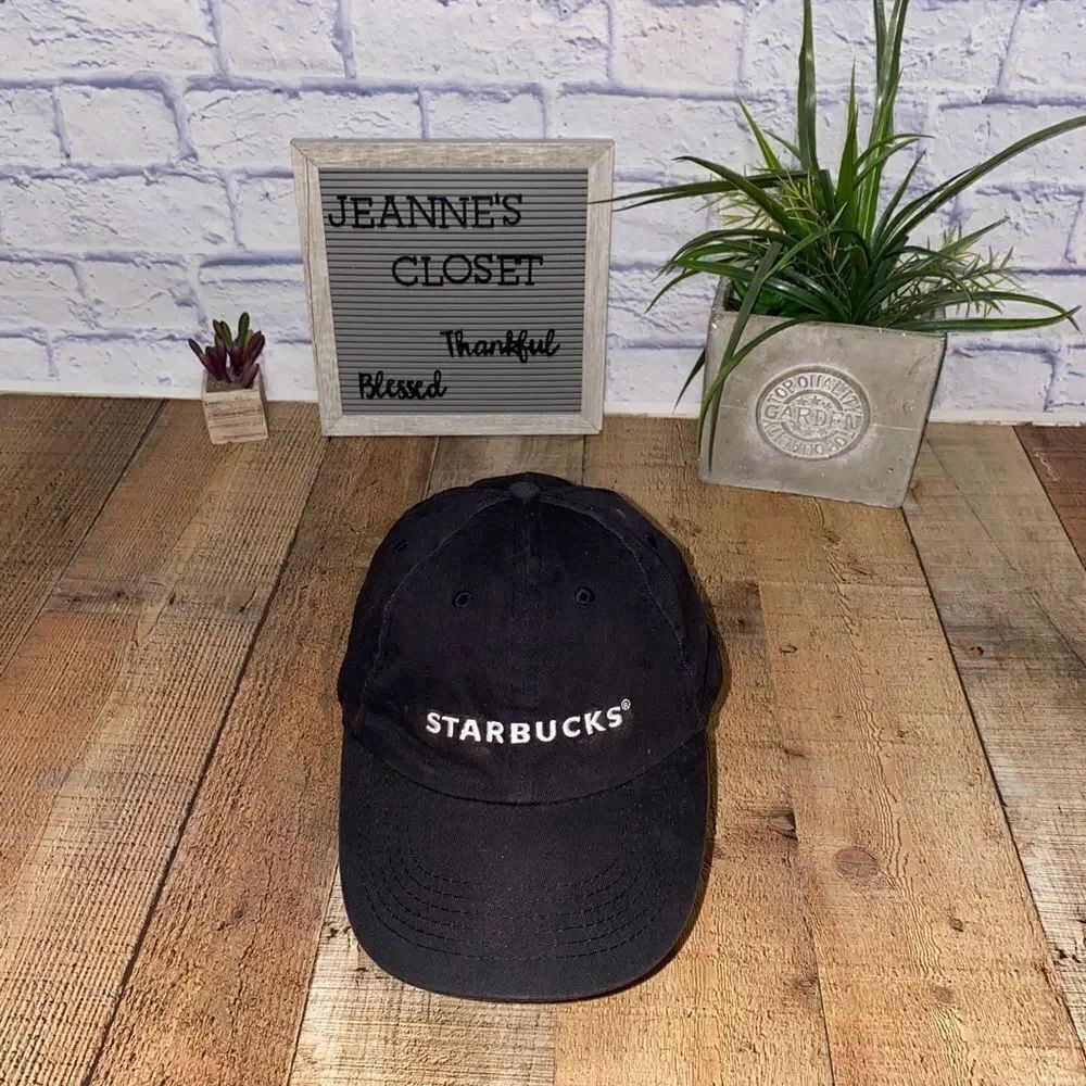 Starbucks black strapback hat unisex